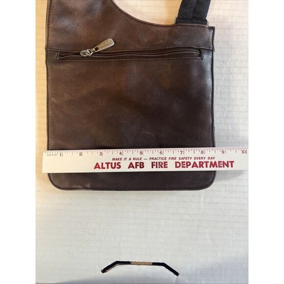 Vintage Nine West Crossbody Bag Unisex Brown Leather Slim Line Wide Strap - Picture 11 of 15